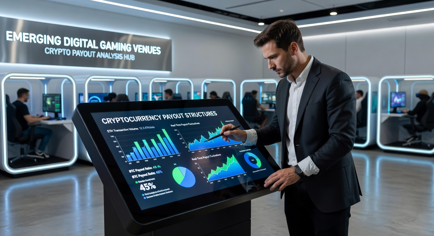 Overview of cryptocurrency integration in digital gaming venues showing blockchain transaction flows and payout interfaces