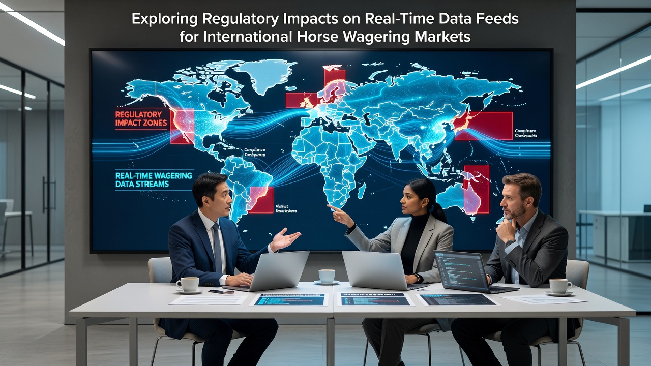 Global map highlighting regulatory zones affecting real-time horse racing data transmission