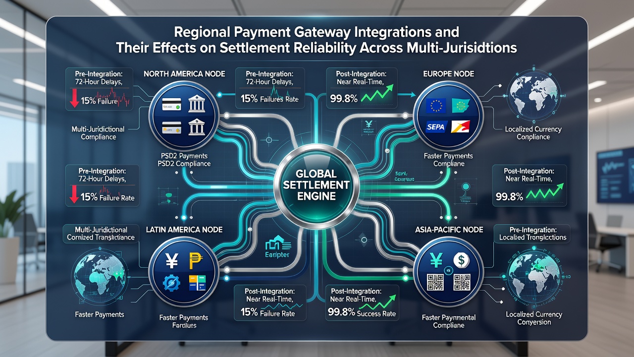 Flow chart illustrating settlement pathways between regional gateways and wagering operators