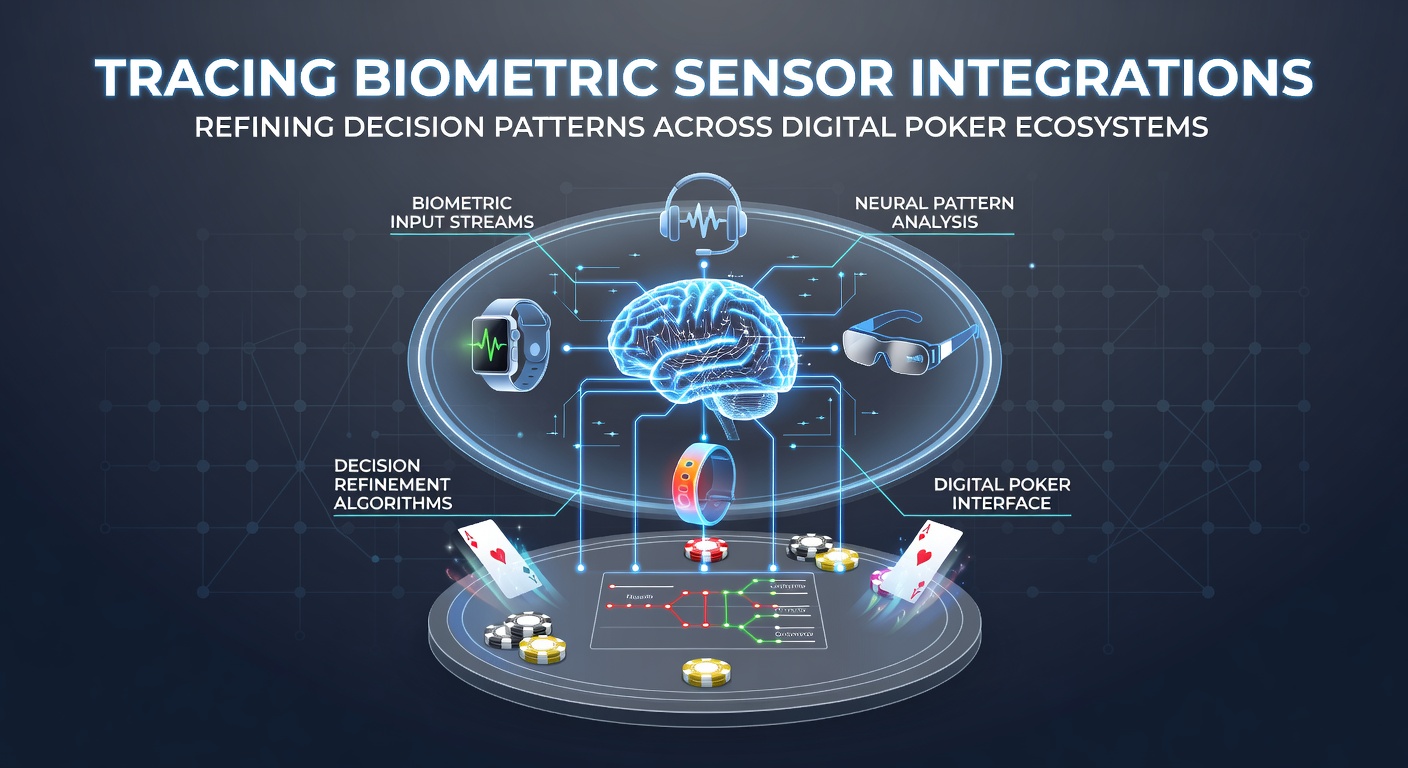 Biometric sensors integrated with digital poker interfaces showing real-time player data overlays