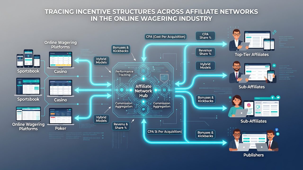 Chart displaying regional differences in affiliate commission structures for wagering operators